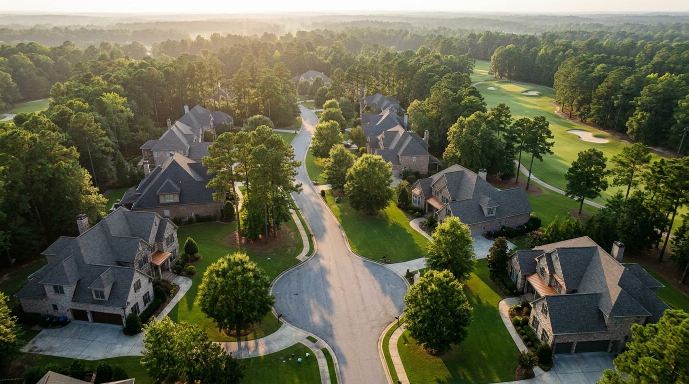 Page Roofing & Contracting — aerial golf neighborhood