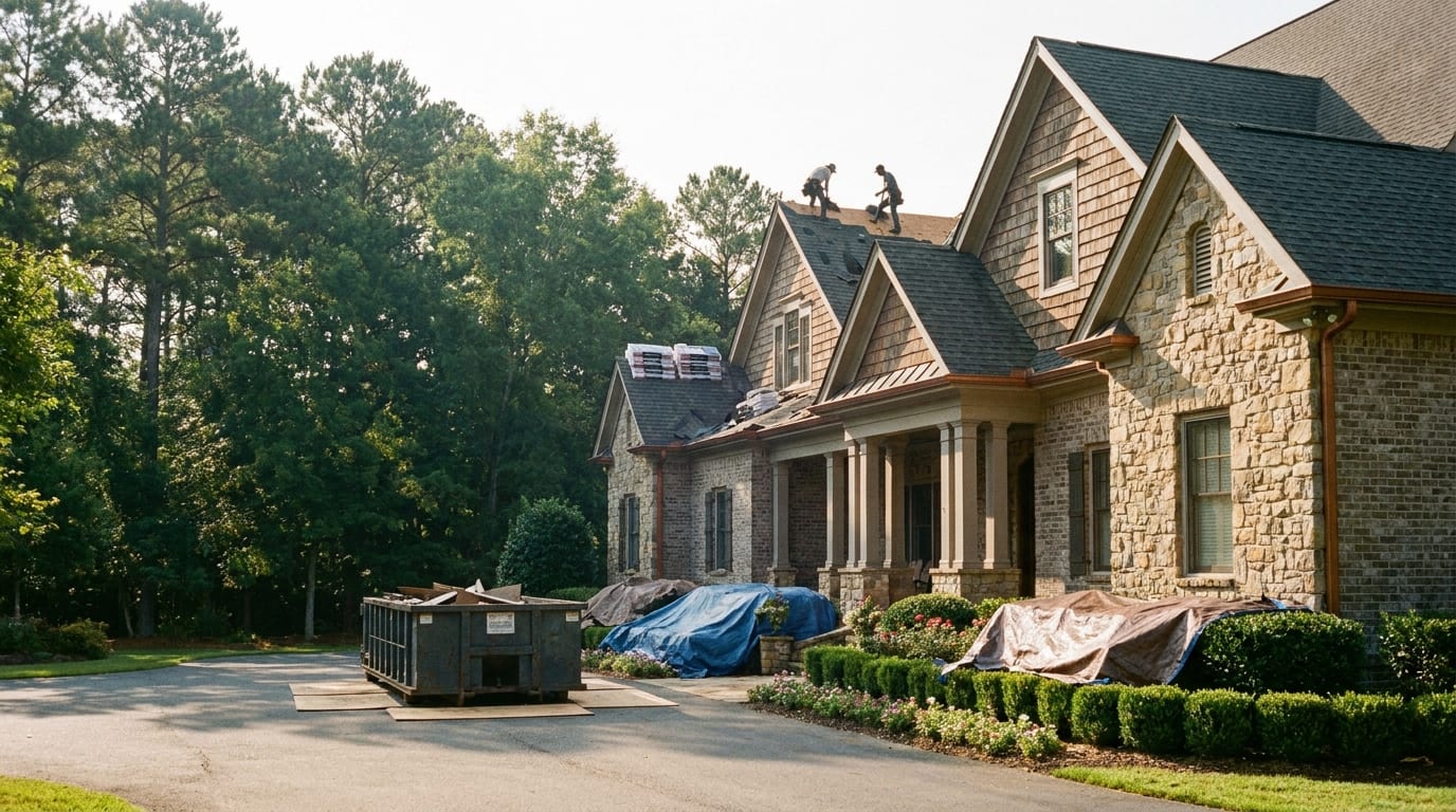 Page Roofing & Contracting — jobsite row